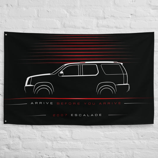Cadillac Escalade 2007 car silhouette flag - White Brick Wall