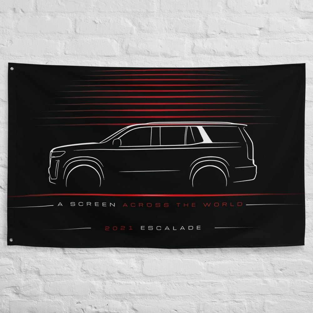 Cadillac Escalade 2021 car silhouette flag - White Brick Wall