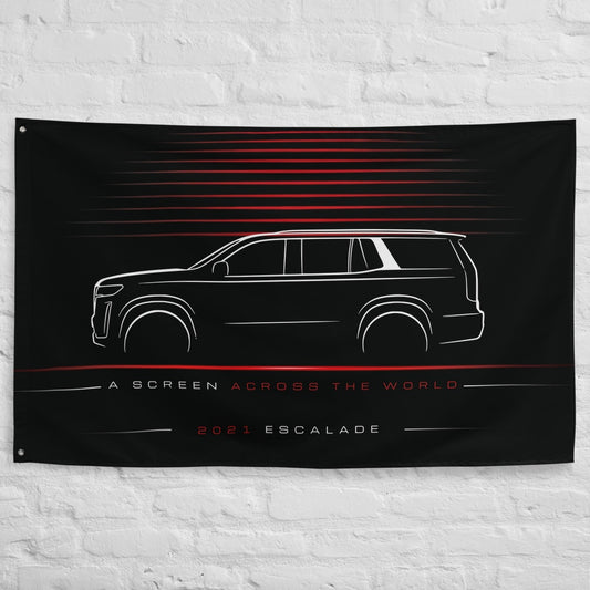 Cadillac Escalade 2021 car silhouette flag - White Brick Wall
