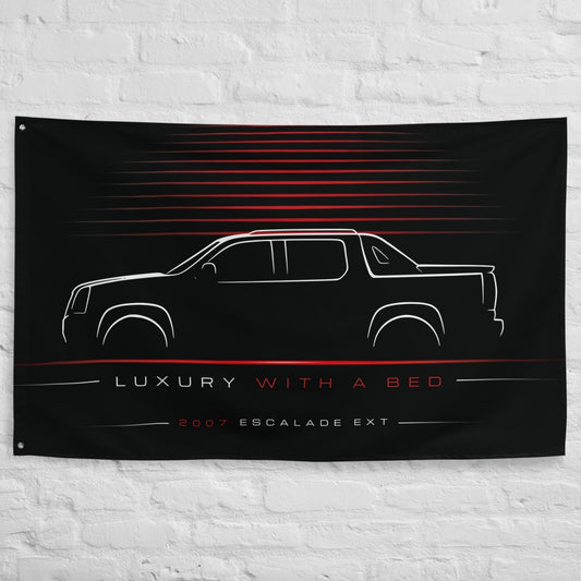 Cadillac Escalade EXT 2007 car silhouette flag - White Brick Wall