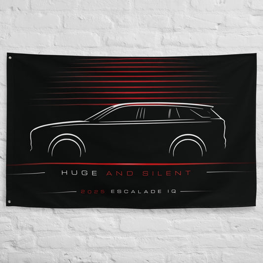 Cadillac Escalade IQ 2025 car silhouette flag - White Brick Wall