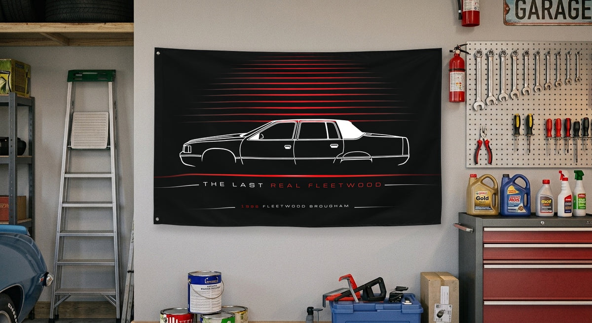 Cadillac Fleetwood Brougham 1996 car silhouette flag - Garage Wall