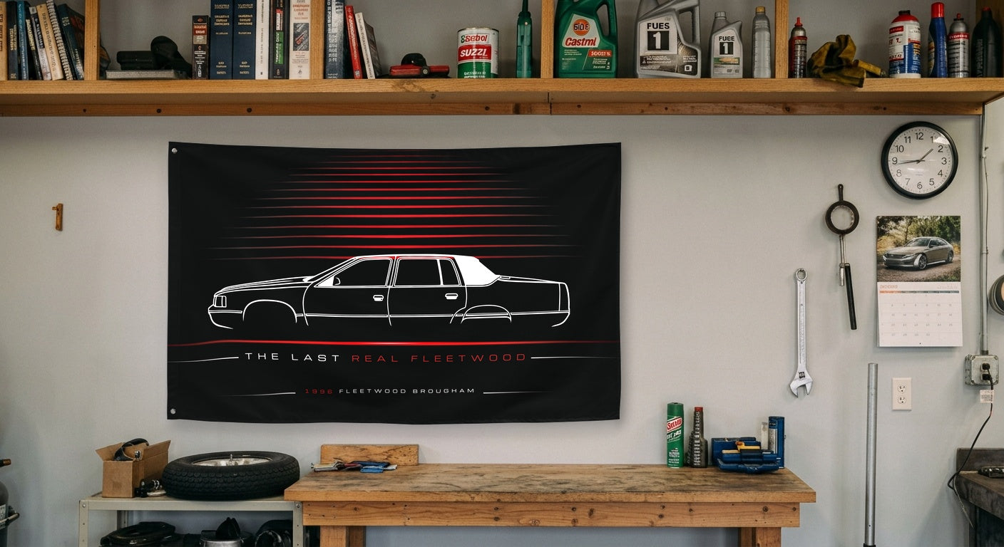 Cadillac Fleetwood Brougham 1996 car silhouette flag - Garage Workbench