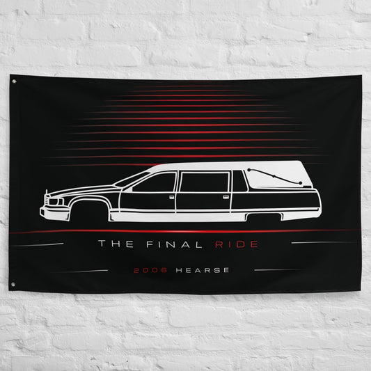Cadillac Hearse 2006 car silhouette flag - White Brick Wall