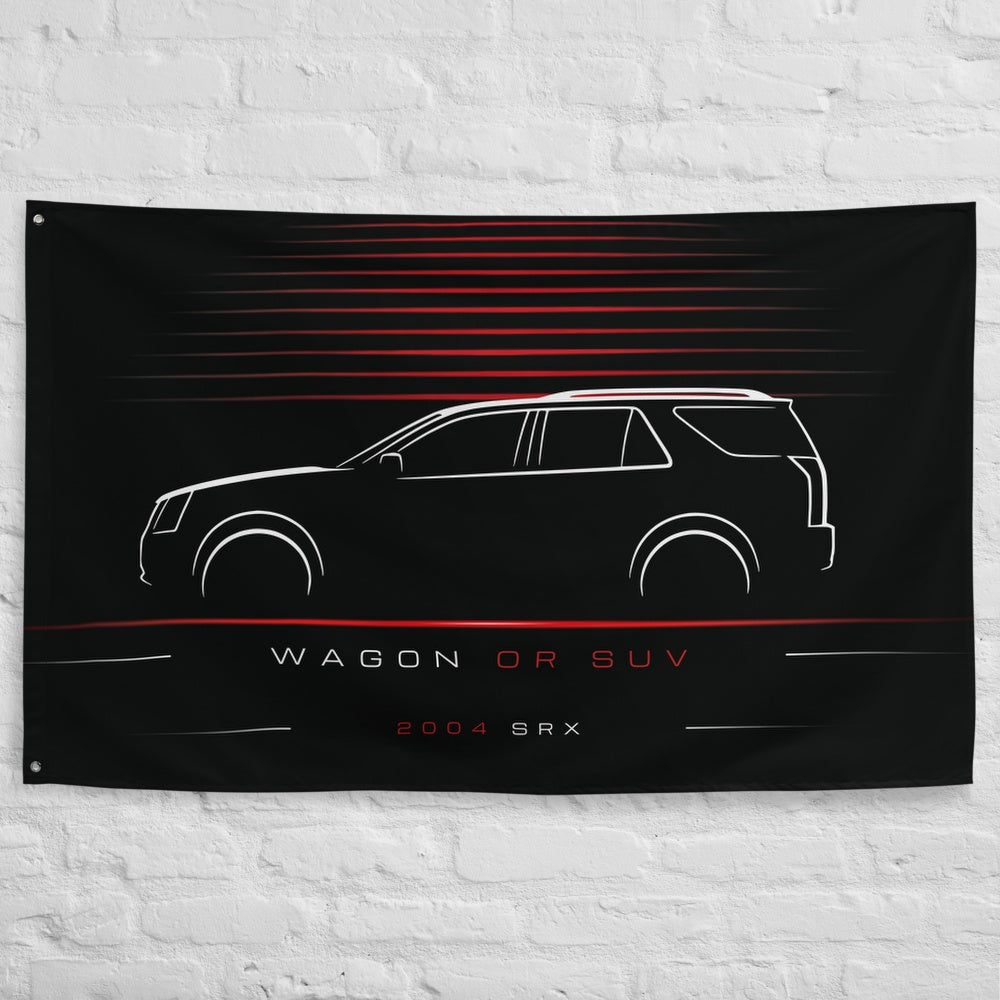 Cadillac SRX 2004 car silhouette flag - White Brick Wall