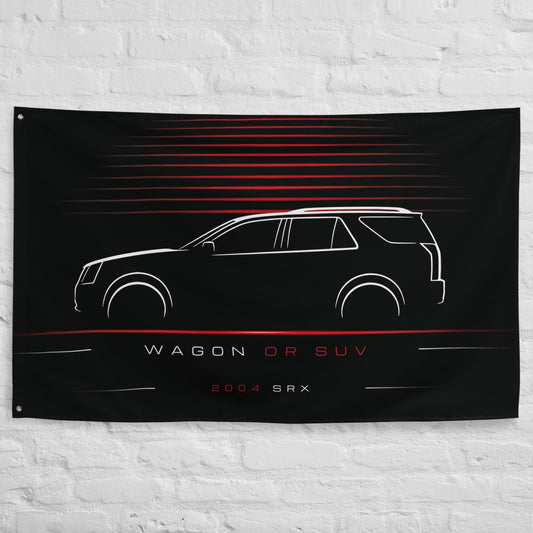 Cadillac SRX 2004 car silhouette flag - White Brick Wall