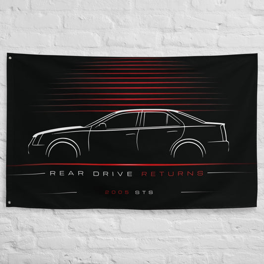Cadillac STS 2005 car silhouette flag - White Brick Wall