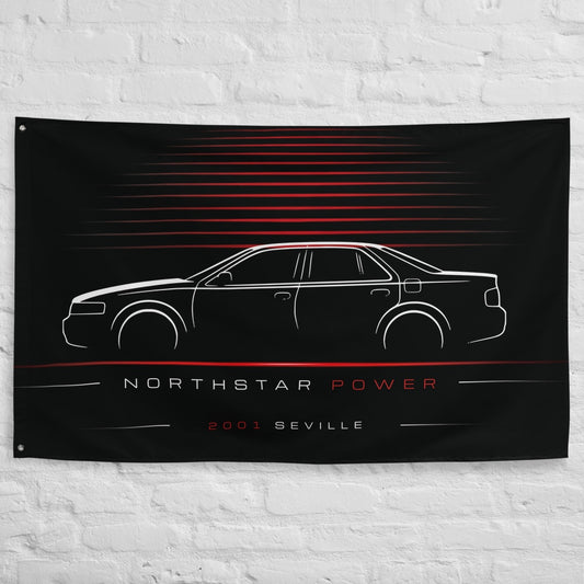 Cadillac Seville 2001 car silhouette flag - White Brick Wall