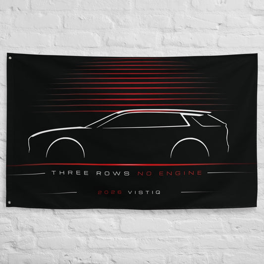 Cadillac Vistiq 2026 car silhouette flag - White Brick Wall