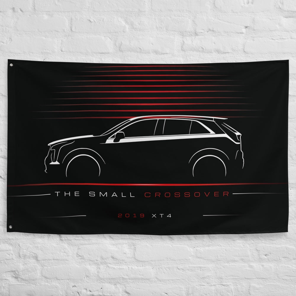 Cadillac XT4 2019 car silhouette flag - White Brick Wall