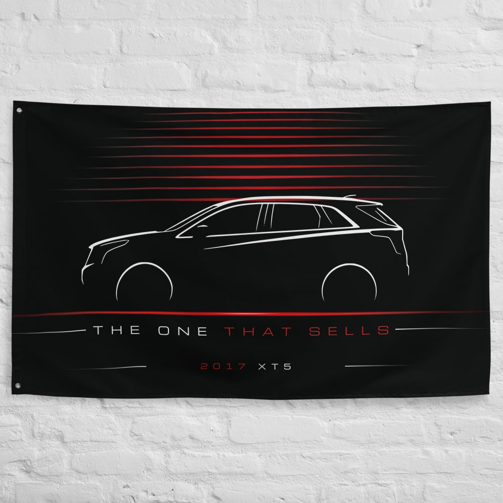 Cadillac XT5 2017 car silhouette flag - White Brick Wall