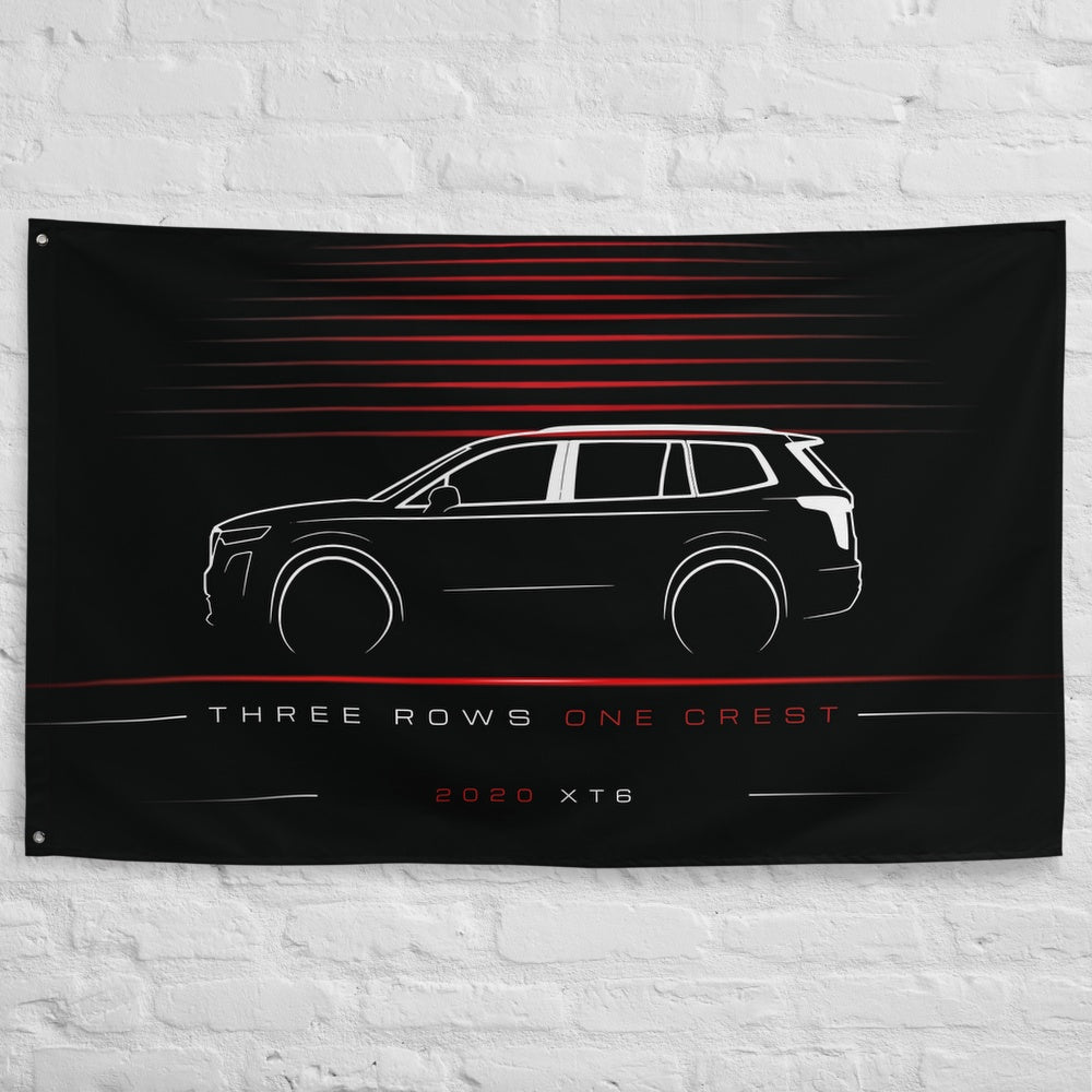 Cadillac XT6 2020 car silhouette flag - White Brick Wall