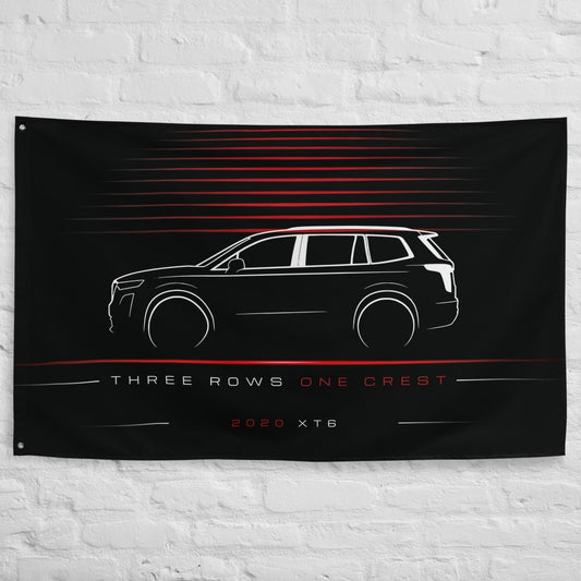 Cadillac XT6 2020 car silhouette flag - White Brick Wall
