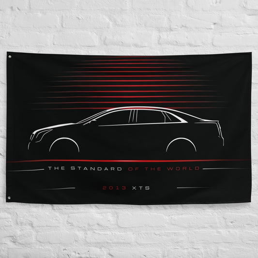 Cadillac XTS 2013 car silhouette flag - White Brick Wall