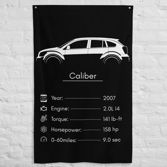 Dodge Caliber 2007 car silhouette spec flag - White Brick Wall