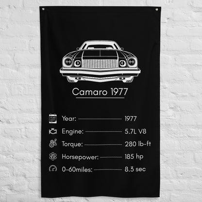 Chevrolet Camaro 1977 1977 car silhouette spec flag - White Brick Wall