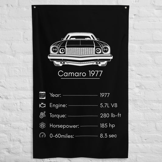 Chevrolet Camaro 1977 1977 car silhouette spec flag - White Brick Wall