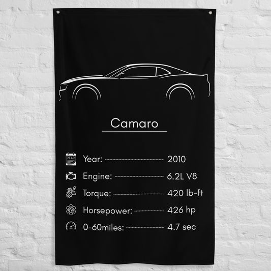 Chevrolet Camaro 2010 car silhouette spec flag - White Brick Wall