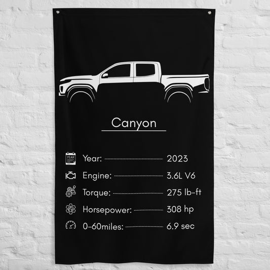 GMC Canyon 2023 car silhouette spec flag - White Brick Wall