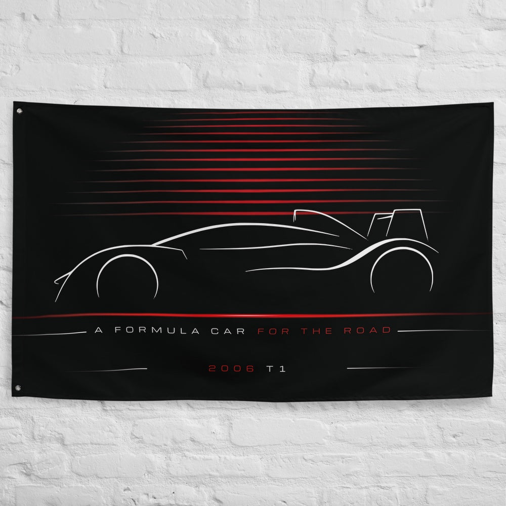 Caparo T1 2006 car silhouette flag - White Brick Wall