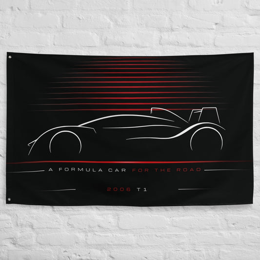 Caparo T1 2006 car silhouette flag - White Brick Wall