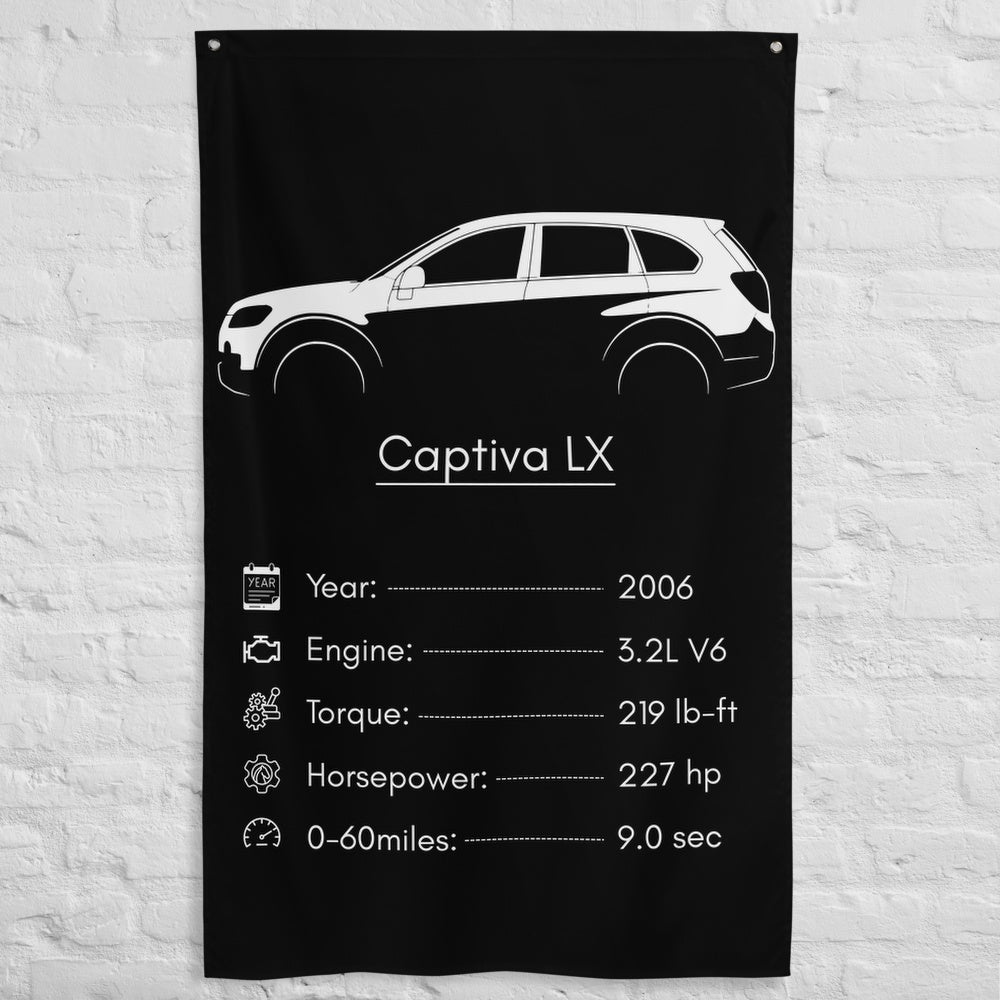 Holden Captiva LX 2006 car silhouette spec flag - White Brick Wall