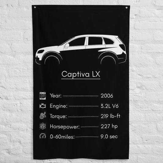 Holden Captiva LX 2006 car silhouette spec flag - White Brick Wall