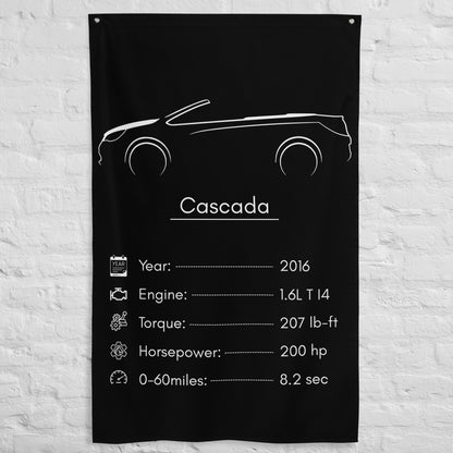 Buick Cascada 2016 car silhouette spec flag - White Brick Wall