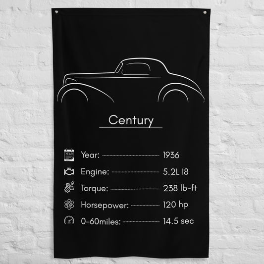 Buick Century 1936 car silhouette spec flag - White Brick Wall