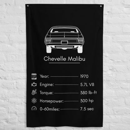 Chevrolet Chevelle Malibu 1970 car silhouette spec flag - White Brick Wall