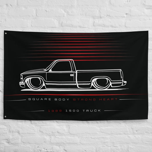 Chevrolet 1500 Truck 1989 car silhouette flag - White Brick Wall