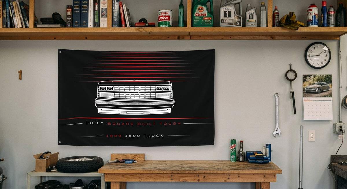 Chevrolet 1500 Truck Nose 1989 car silhouette flag - Garage Workbench