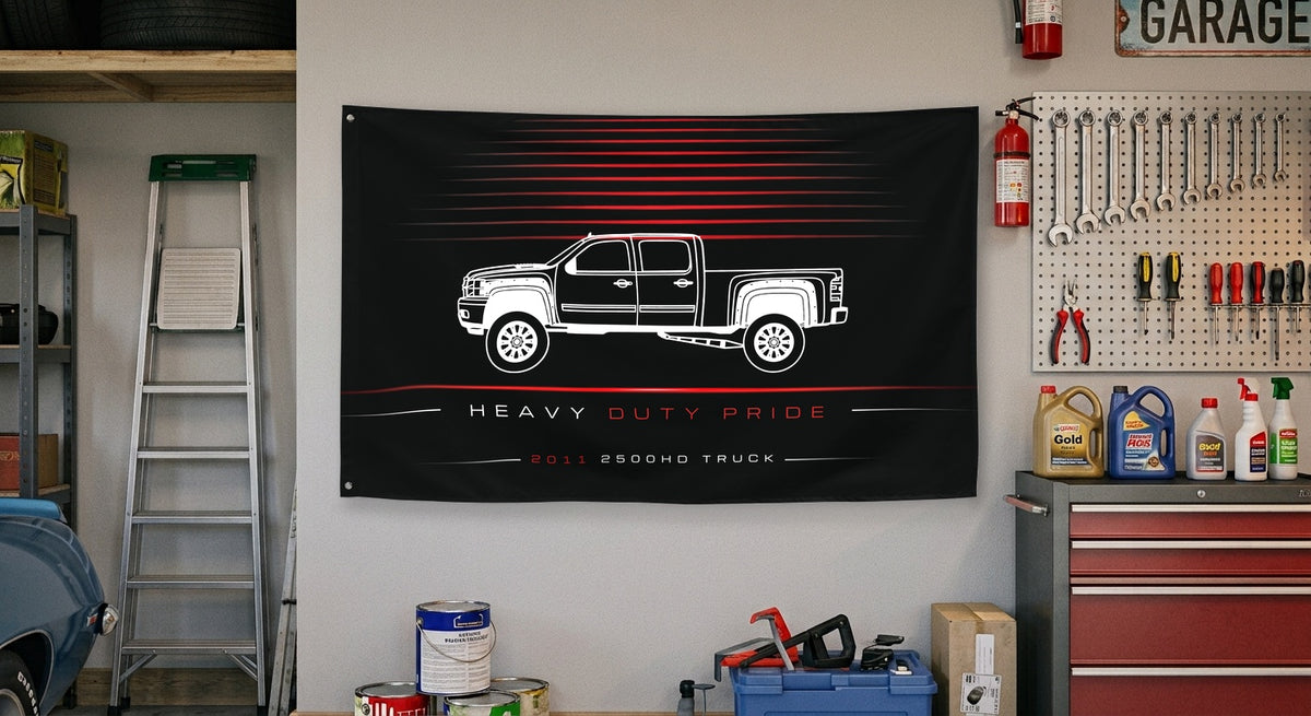 Chevrolet 2500HD Truck 2011 car silhouette flag - Garage Wall