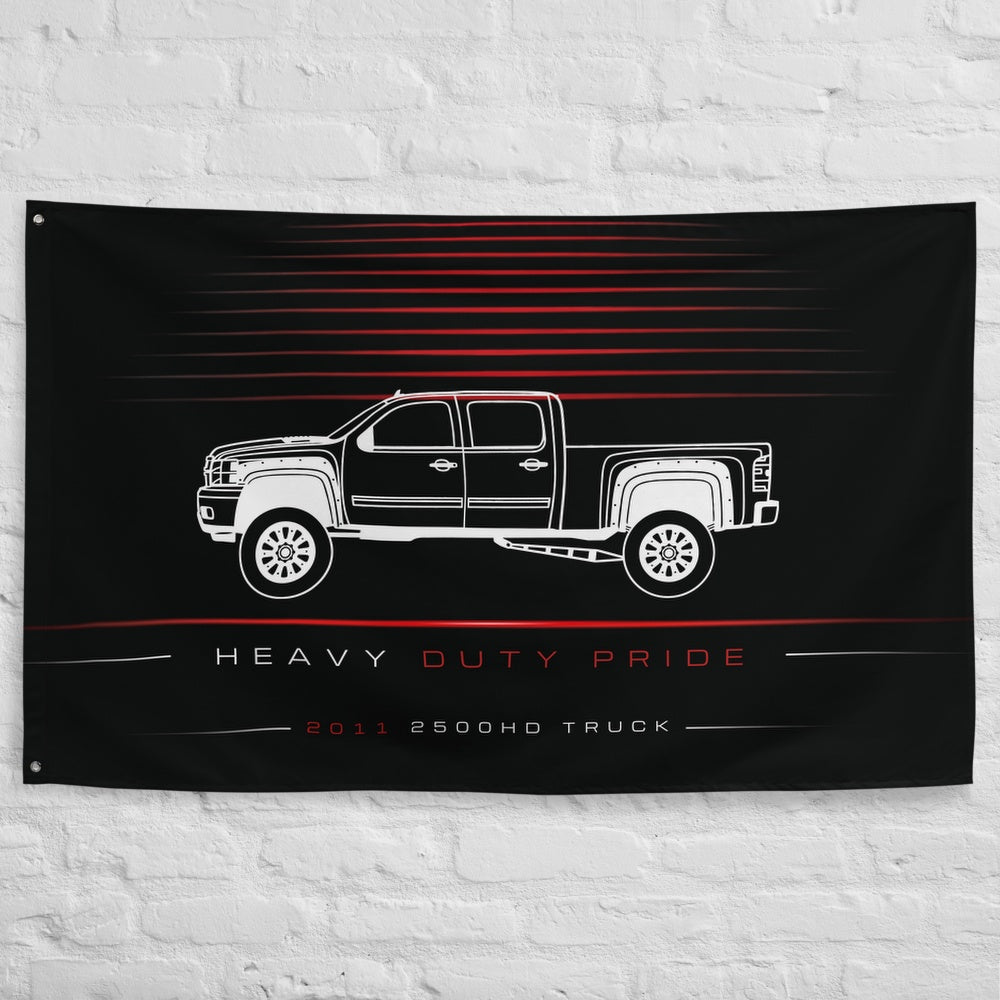 Chevrolet 2500HD Truck 2011 car silhouette flag - White Brick Wall