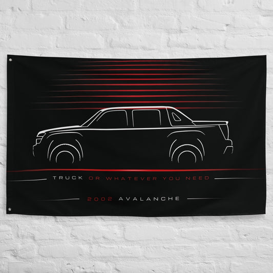 Chevrolet Avalanche 2002 car silhouette flag - White Brick Wall