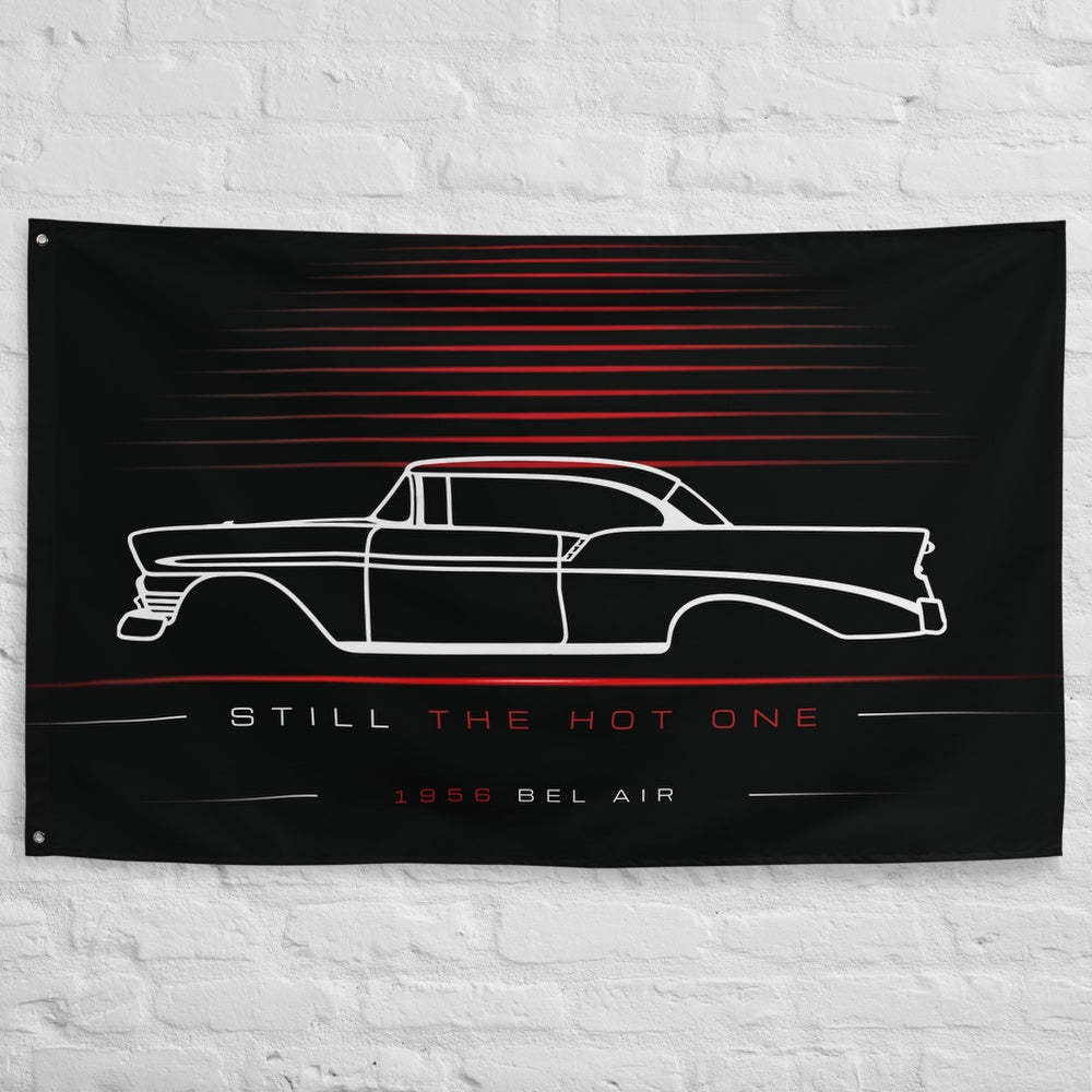 Chevrolet Bel Air 1956 car silhouette flag - White Brick Wall
