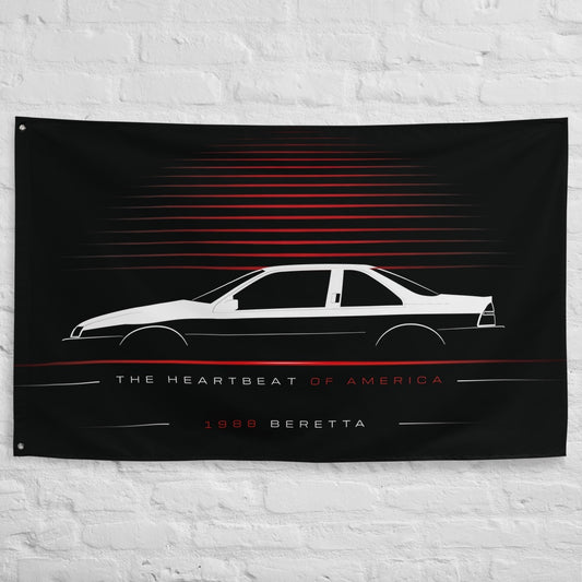 Chevrolet Beretta 1988 car silhouette flag - White Brick Wall