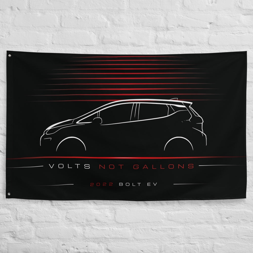 Chevrolet Bolt EV 2022 car silhouette flag - White Brick Wall