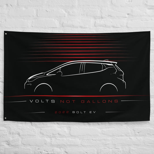Chevrolet Bolt EV 2022 car silhouette flag - White Brick Wall