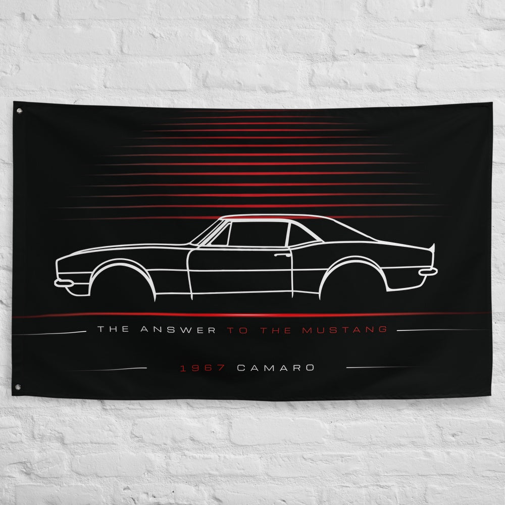 Chevrolet Camaro 1967 car silhouette flag - White Brick Wall