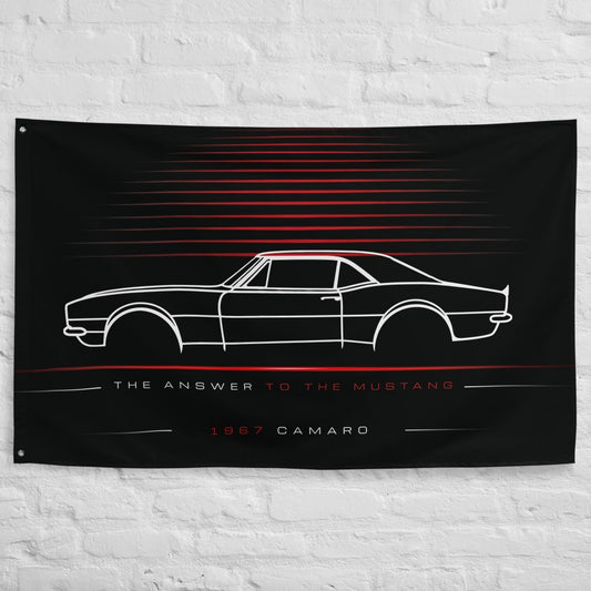 Chevrolet Camaro 1967 car silhouette flag - White Brick Wall