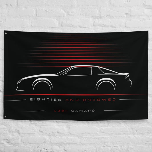 Chevrolet Camaro 1984 car silhouette flag - White Brick Wall