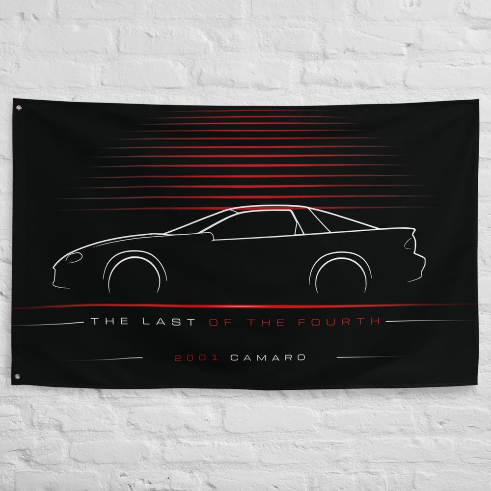 Chevrolet Camaro 2001 car silhouette flag - White Brick Wall