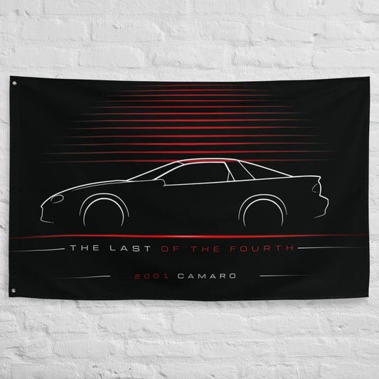 Chevrolet Camaro 2001 car silhouette flag - White Brick Wall