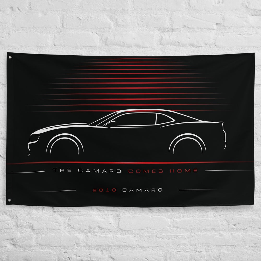 Chevrolet Camaro 2010 car silhouette flag - White Brick Wall