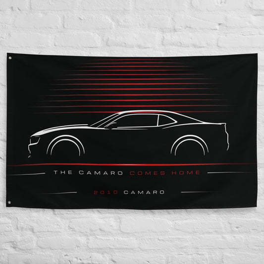 Chevrolet Camaro 2010 car silhouette flag - White Brick Wall