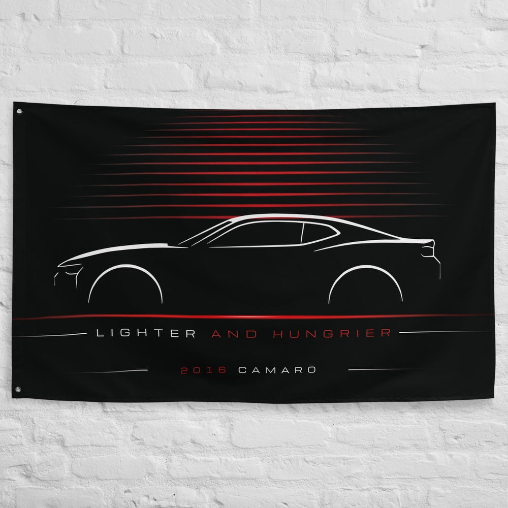 Chevrolet Camaro 2016 car silhouette flag - White Brick Wall