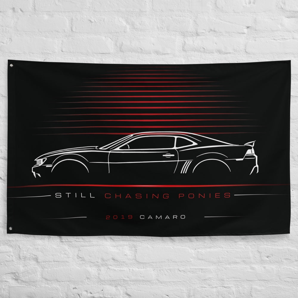 Chevrolet Camaro 2019 car silhouette flag - White Brick Wall
