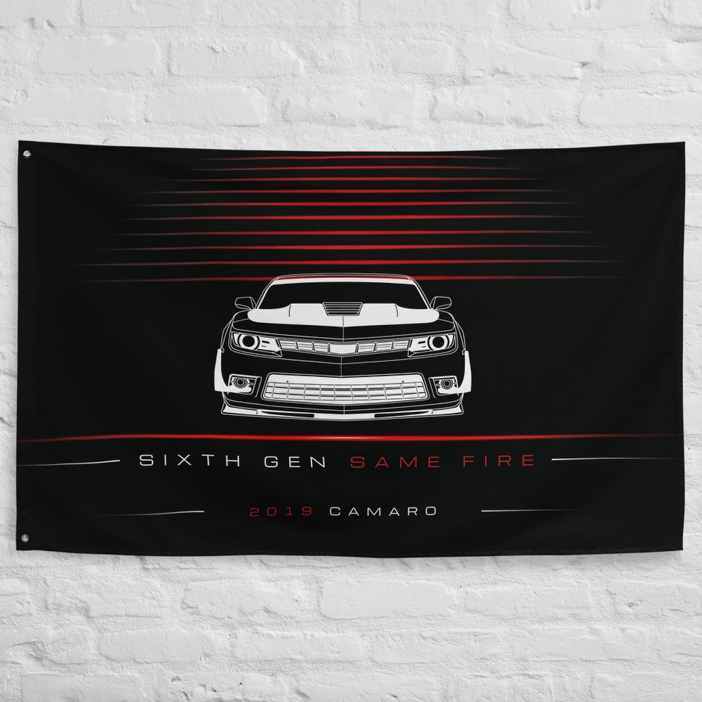 Chevrolet Camaro 2019 car silhouette flag - White Brick Wall
