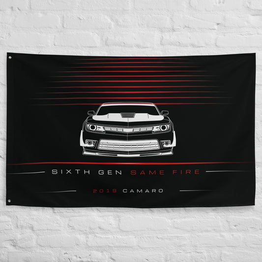 Chevrolet Camaro 2019 car silhouette flag - White Brick Wall